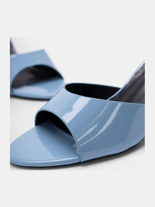 Damen Pantoletten mit Absatz in Hellblauer Farbe
