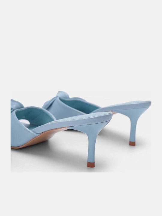 Pantofi Mules Dama Cu Toc În Albastru Deschis