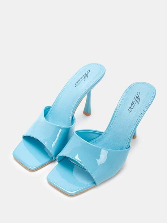 Women's Mules with Heel in Light Blue Color
