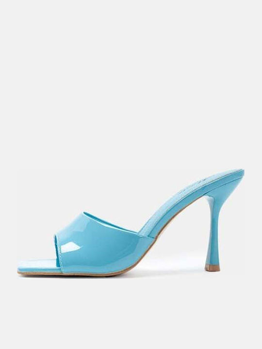 Women's Mules with Heel in Light Blue Color