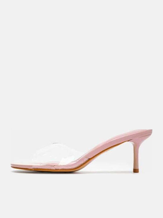 Women's Mules with Heel in Pink Color