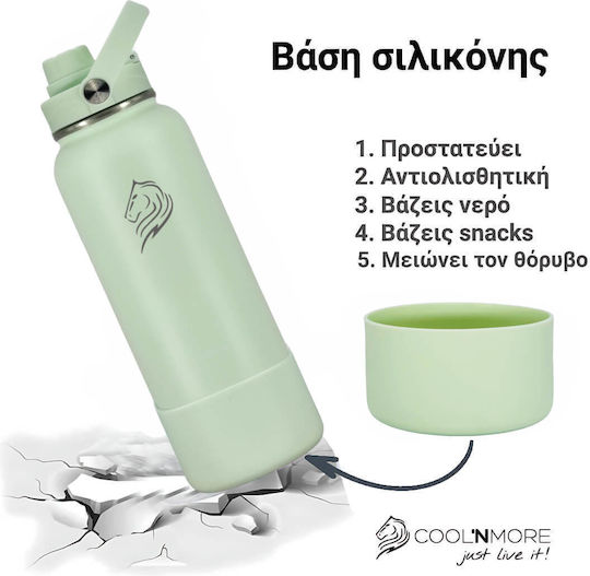 Cool'NMore Μπουκάλι Θερμός Ανοξείδωτο BPA Free 1lt Mint με Καλαμάκι, Λαβή, Επιστόμιο και Θηλιά