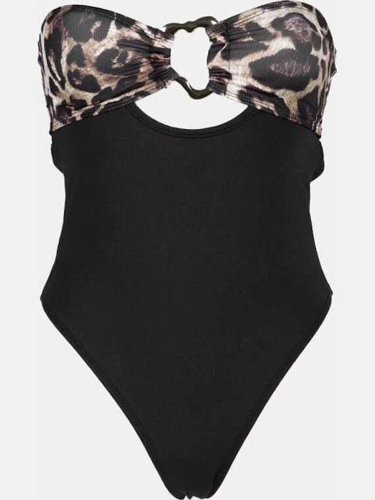 Strapless One Piece Swimsuit Black