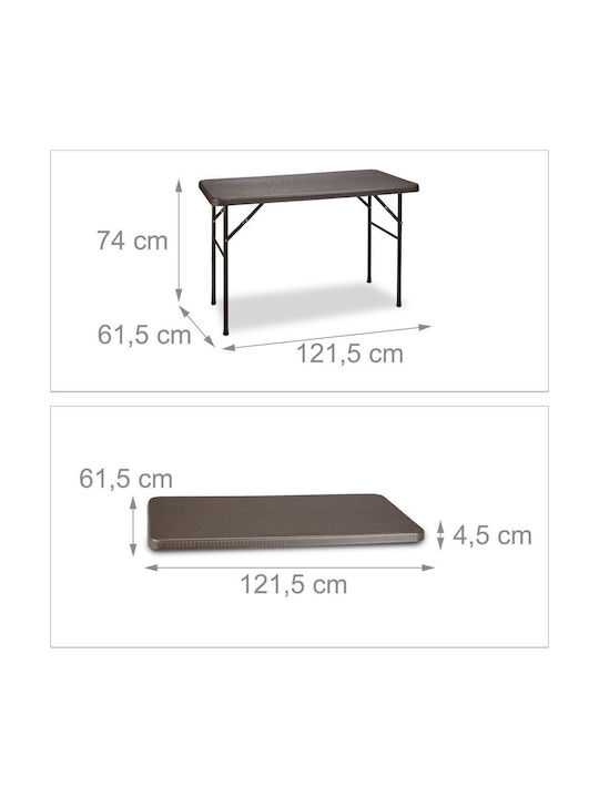 Masă Metalică Pliabilă Pentru Spații Exterioare Mici Culoare Maro Închis 74x74x80cm