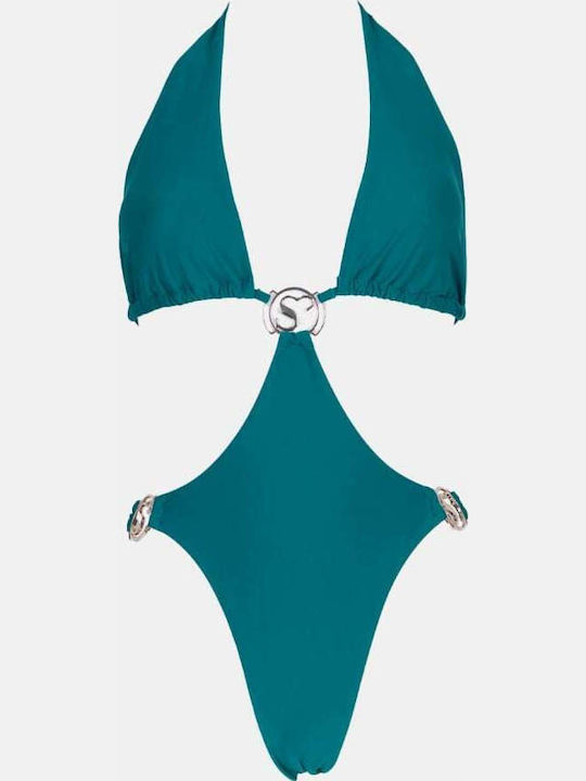 Swimsuits with Openings Petrol Blue