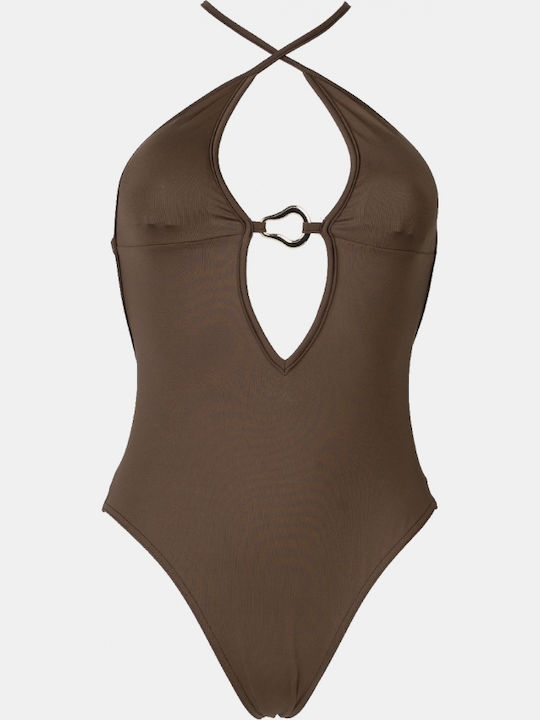 Swimsuit with Openings Brown