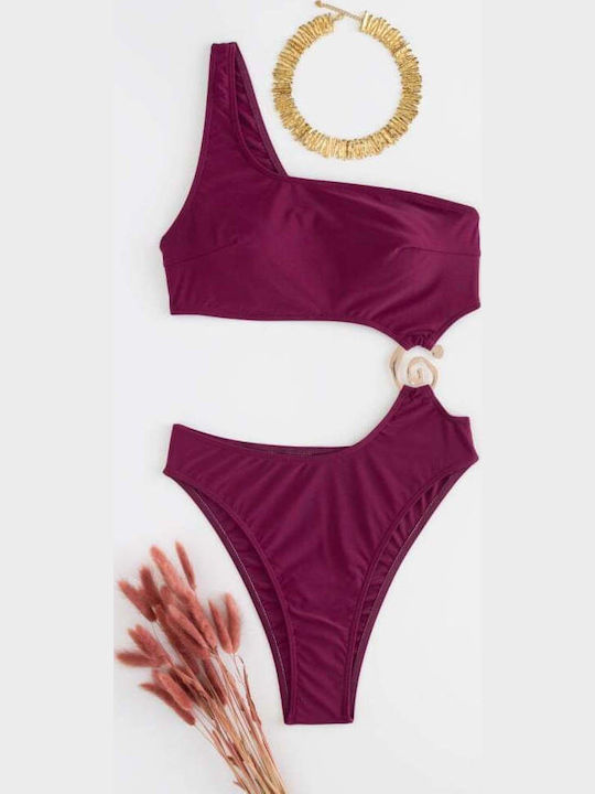Monokini with Openings in Magenta