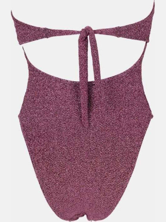 Strapless One Piece Swimsuit Push Up Pink