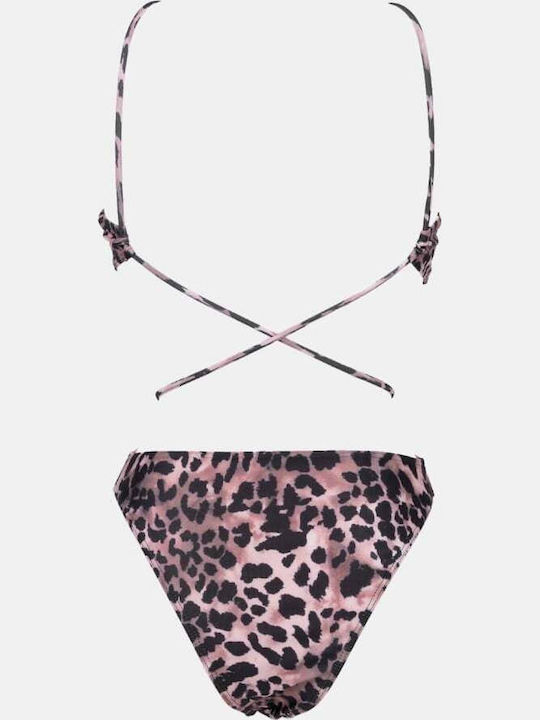 One Piece Swimsuit Animal Print Brown