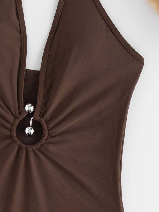 Brown One Piece Swimsuit