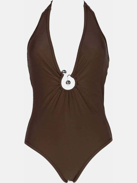 Brown One Piece Swimsuit