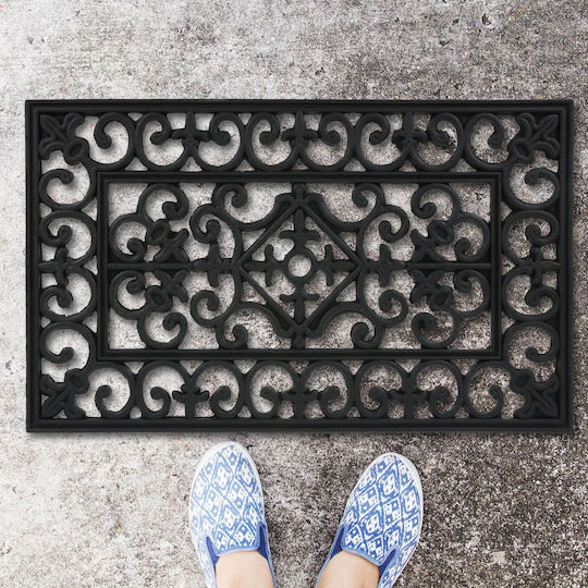 Relaxdays Non-Slip Rubber Black Doormat 75x45cm