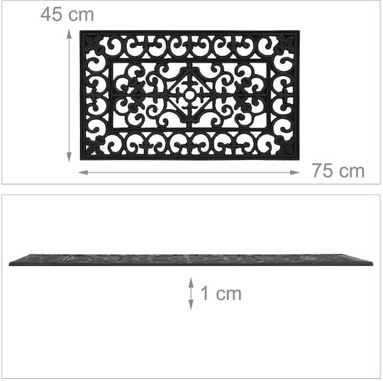 Relaxdays Non-Slip Rubber Black Doormat 75x45cm