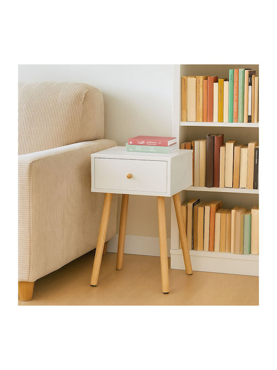 Noptiere Dormitor Din Lemn Alb 2 Buc 55x40x32cm