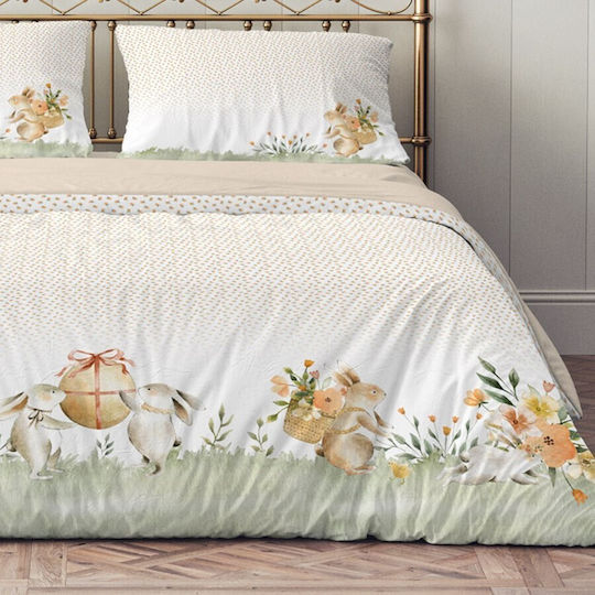 Lenjerii Deosebite Σετ Παπλωματοθήκη Βαμβακερή 200x220cm Διπλή με 2 Μαξιλαροθήκες & 1 Σεντόνι Londy