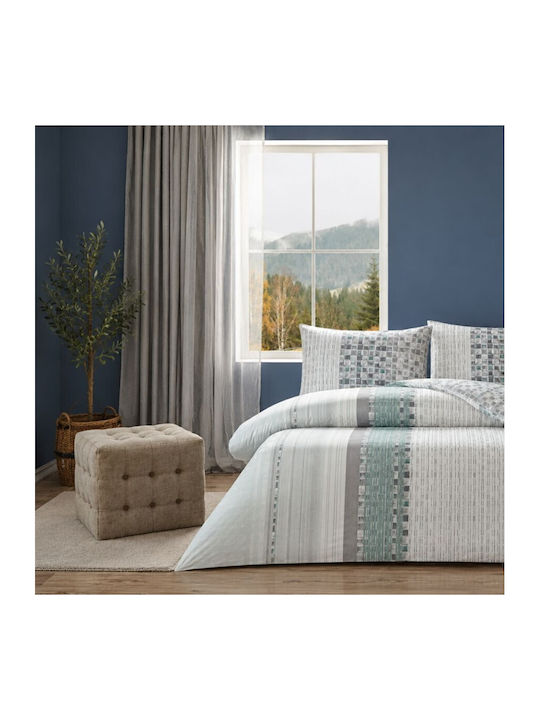 Tac Set Huse Pentru Pilote 200x220cm Dublu Cu 2 Fețe De Pernă Și 1 Cearceaf Gri