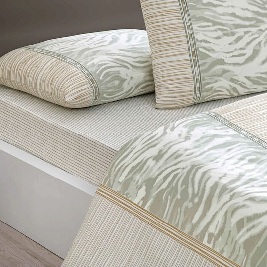 Tac Cotton Duvet Cover Set 200x220cm Double With 2 Pillowcases & 1 Bed Sheet Beige