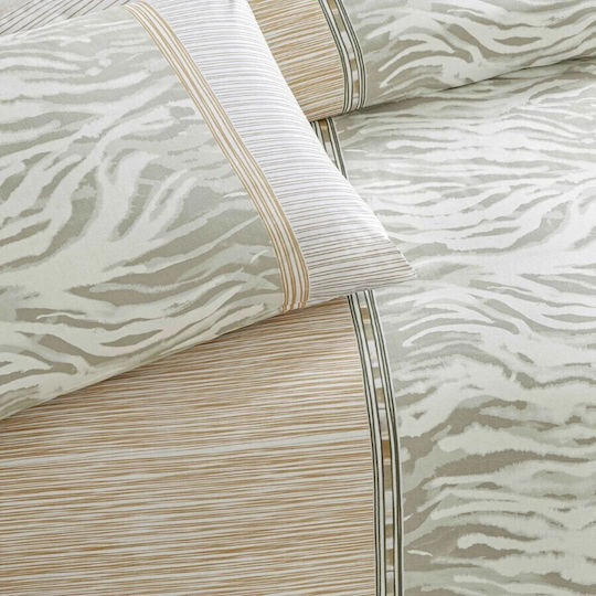 Tac Cotton Duvet Cover Set 200x220cm Double With 2 Pillowcases & 1 Bed Sheet Beige