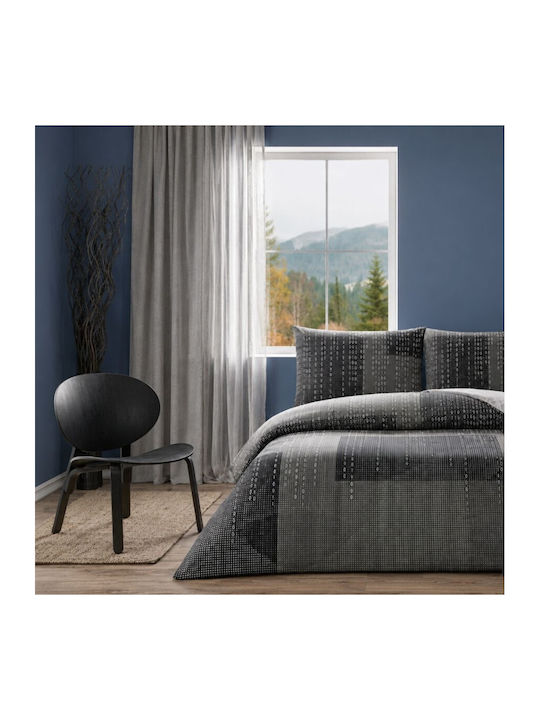 Tac Set Huse Pentru Pilote 100% Bumbac 200x220cm Dublă Cu 2 Fețe De Pernă Și 1 Cearceaf Neagră