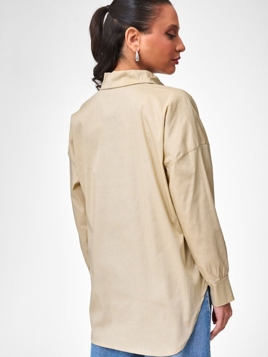 Long Sleeve Women's Shirt Beige Dark