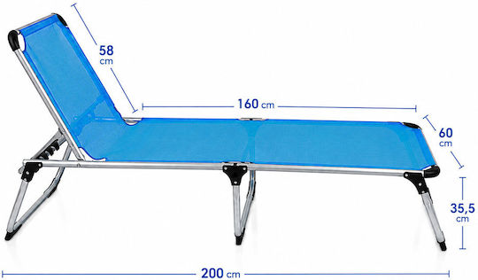Ankor Beach Sunbed Light Blue Foldable Aluminum 200x60x35.5cm