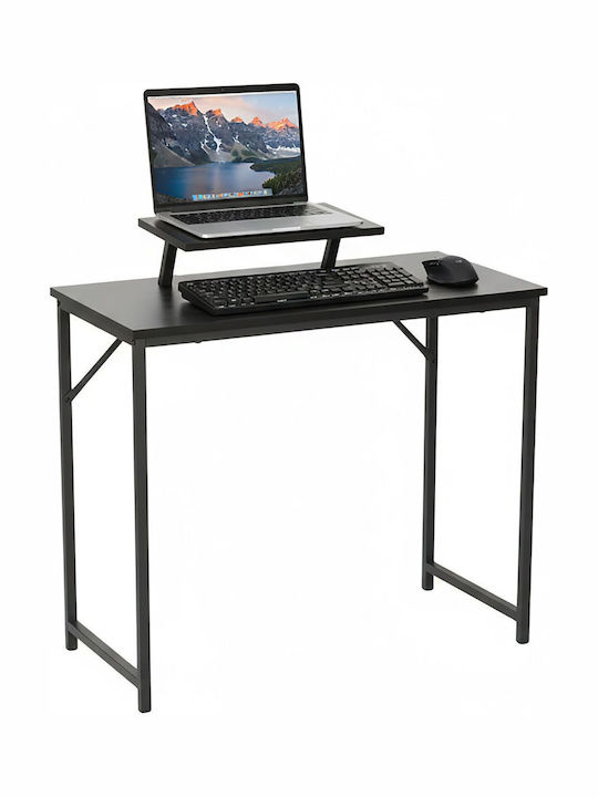 Birou Din Lemn Negru cu Picioare Metalice 80x40x75cm