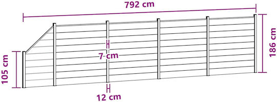 vidaXL WPC Zaunpaneel in Grau Farbe 1.86x7.92m 5Stücke