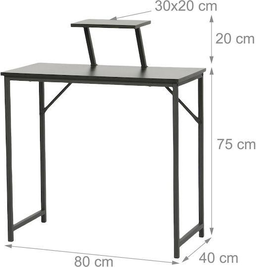 Birou Din Lemn Negru cu Picioare Metalice 80x40x75cm