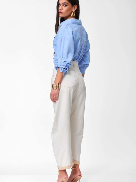Women's Jean Pants in Balloon Leg Style Beige