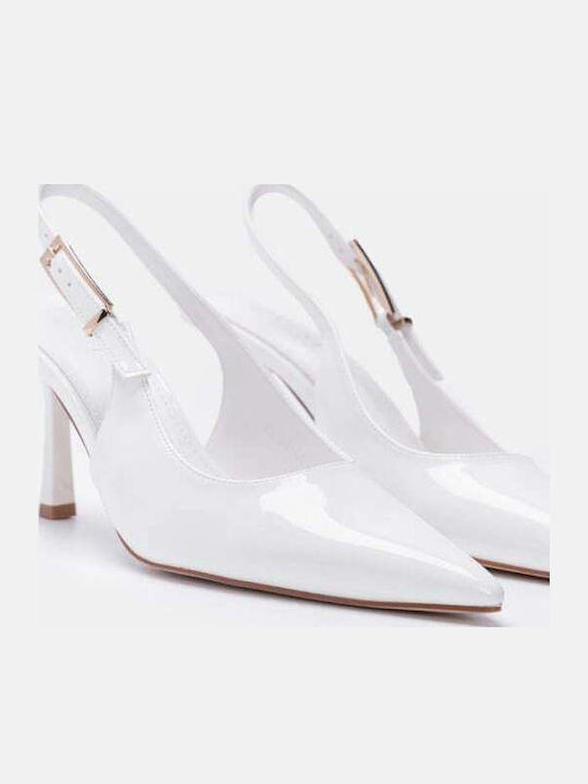Patent Leather White Heels