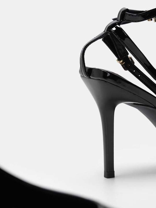 Peep Toe Γόβες με Λουράκι Μαύρες
