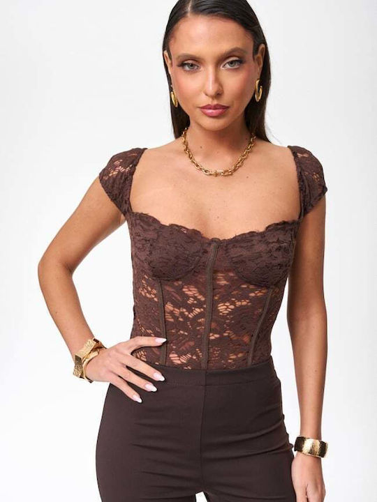 Lace Brown Women's Bodysuit