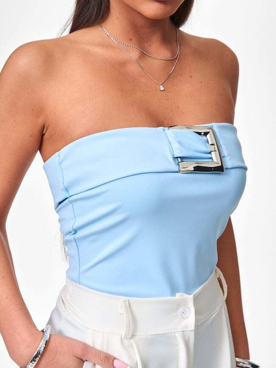 Κορμάκι Strapless Αγκράφα Γαλαζιο