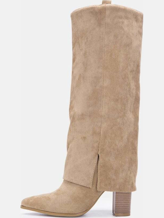 Suede Women's Boots Beige