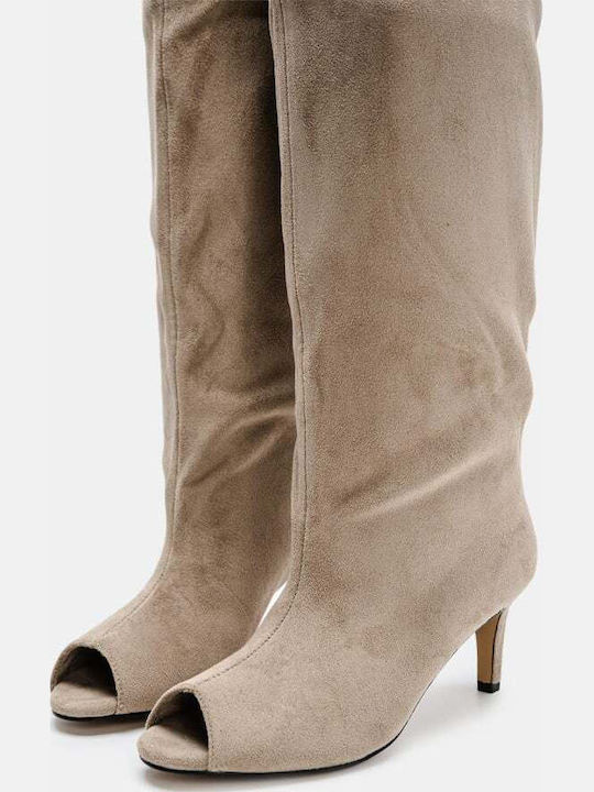 Suede Γυναικείες Μπότες Μπεζ