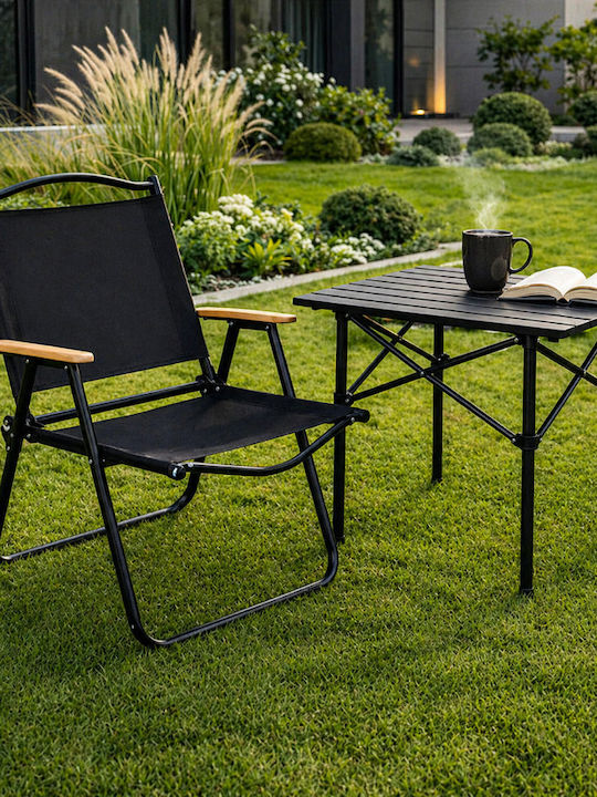 Scaun De Exterior Metalic Negru 75.5x58.5x53.5cm
