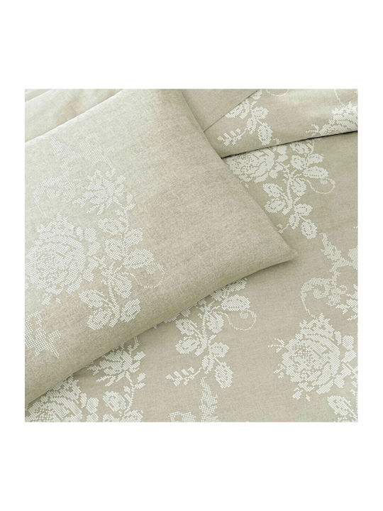 Tac Set Huse Pentru Pilote 200x220cm Dublu Cu 2 Fețe De Pernă & 1 Cearceaf Bej