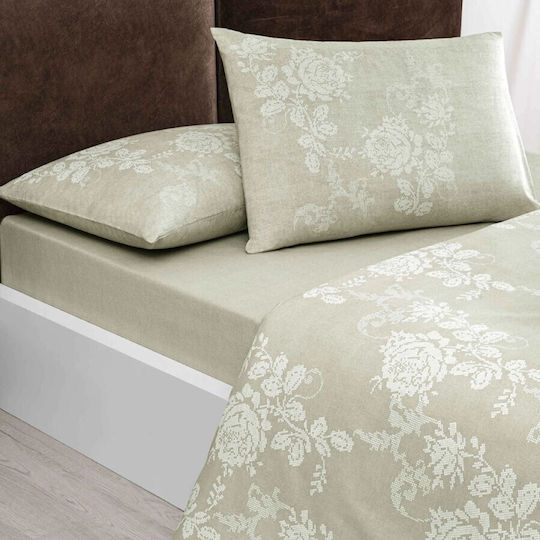 Tac Set Huse Pentru Pilote 200x220cm Dublu Cu 2 Fețe De Pernă & 1 Cearșaf Beige