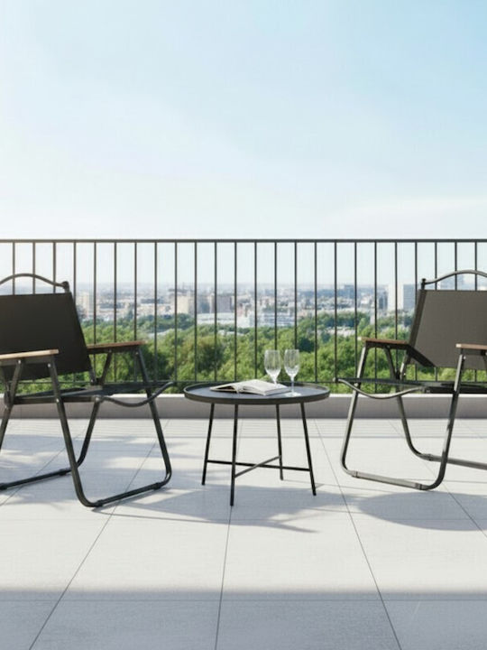 Scaun De Exterior Metalic Negru 75.5x58.5x53.5cm