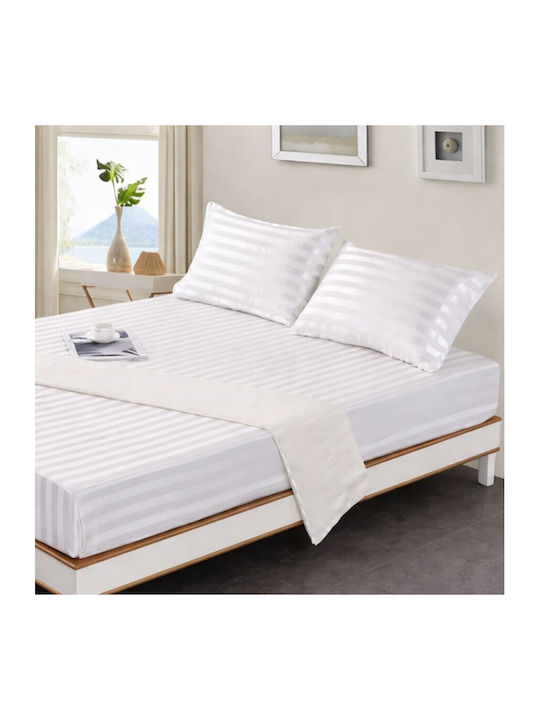 Pucioasa Double Bed Sheet With Rubber Hugger 160x200cm White