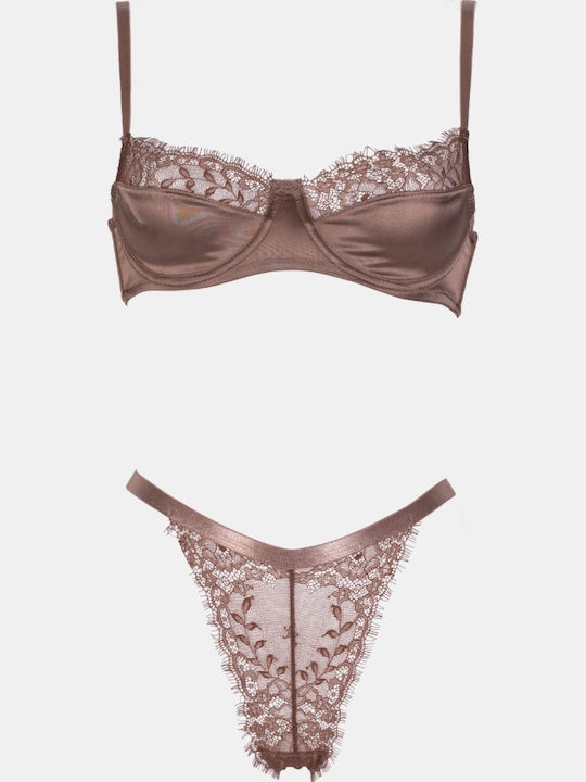 Decoro Women's Underwear Sets with Brown Slip
