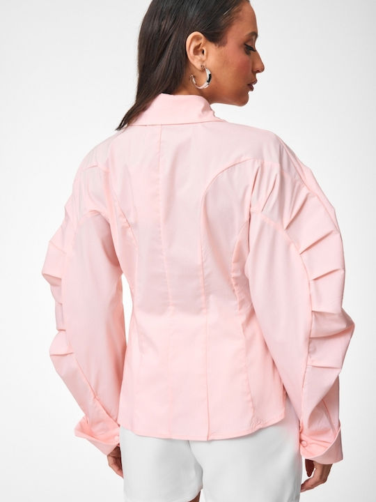 Langärmeliges Damenhemden Rosa