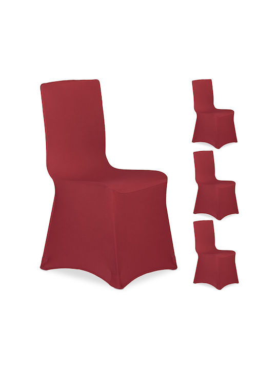 Relaxdays Еластично Капаче За Стол Тъмночервено 40x45см 4 Бройки
