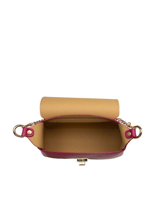 Leder Damen Schultertasche Fuchsie