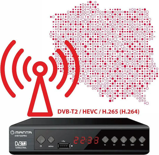 Manta DVBT025PRO Ψηφιακός Δέκτης Mpeg-4 Σύνδεσεις SCART / HDMI / USB
