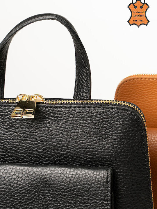 Damen Leder Rucksack Schwarz