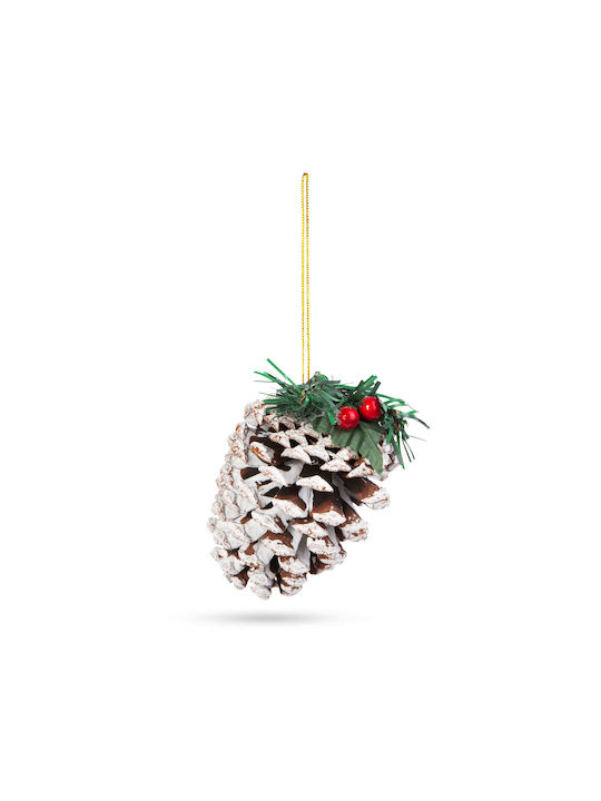Christmas Decoration Natural Cone 12 Cm Set 2 Pcs Red Fruits Fir Branch