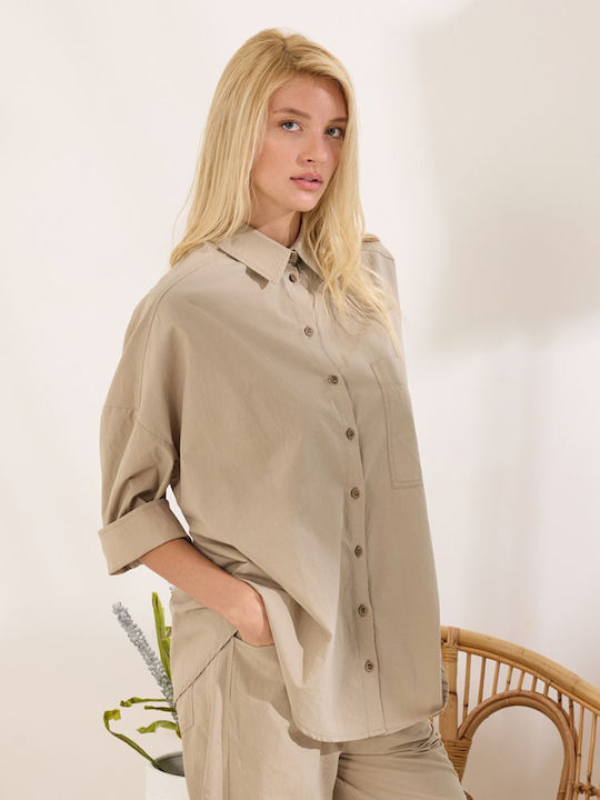 Long Sleeve Women's Shirt Beige