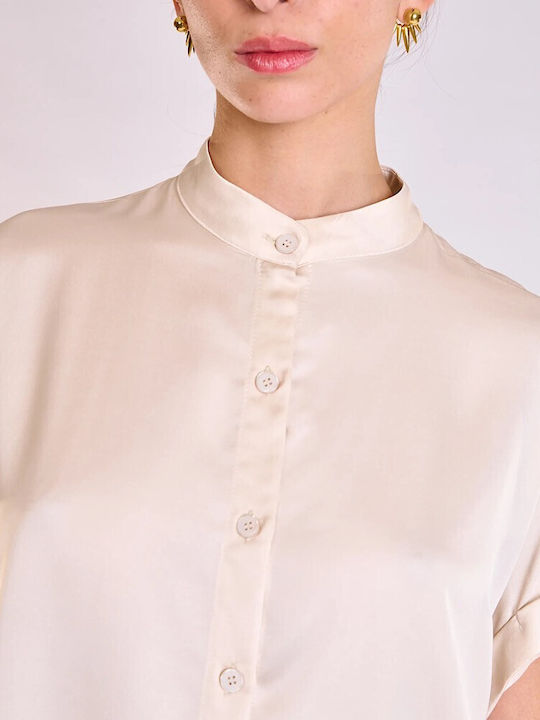 Langärmeliges Damenhemd Beige