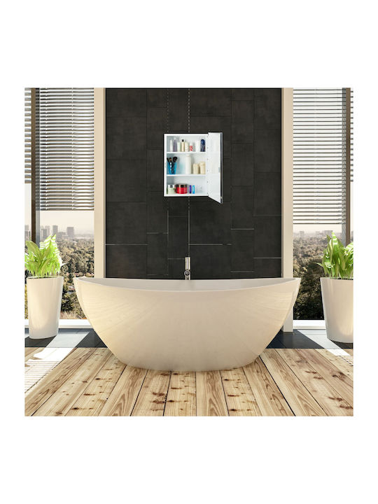 Relaxdays Огледало за баня с шкаф 56x40.5см бял